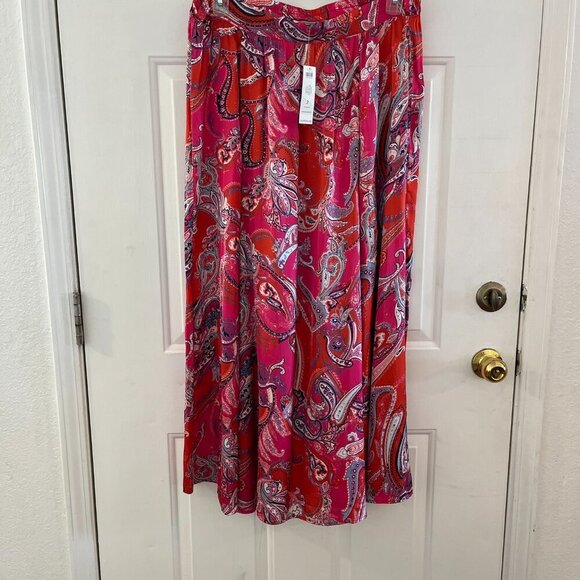 Chico's Ultra Pink Printed Paisley Bohemian Maxi Skirt Sz 12/14 - Picture 2 of 12